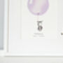 Personalised Baby Girls Lilac Balloon Nursery Picture, thumbnail 2 of 8