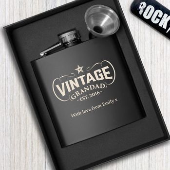 Personalised Grandad Vintage Hip Flask, 2 of 2
