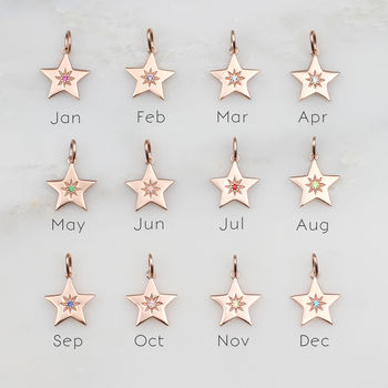 Personalised Rose Gold Plated Birthstone Star Necklace, 3 of 5