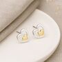 Sterling Silver And Gold Plated Double Heart Stud Earrings – 9mm, thumbnail 6 of 9