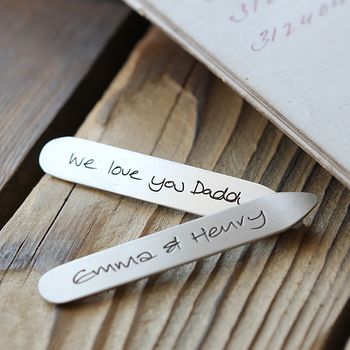 We Love You Daddy Personalised Silver Collar Stiffeners, 6 of 8