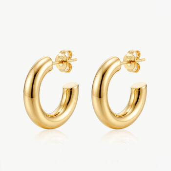 Thick Small Hoop Earrings In 18k Gold, Minimalist Women's Jewellery, 6 of 6