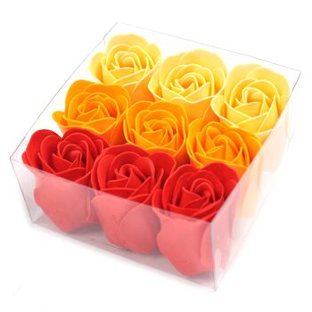 Set Of Nine Soap Flower Box Peach Roses, 5 of 5