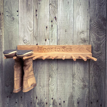 Engraved Oak Welly Boot Rack, 9 of 9