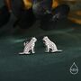 Sterling Silver Tiger Stud Earrings, thumbnail 1 of 12
