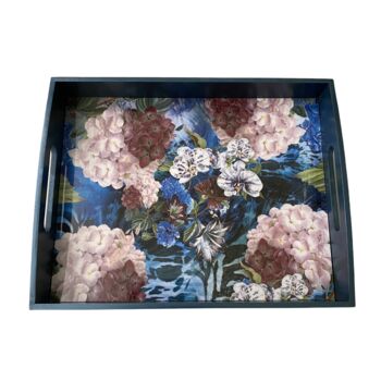 Wooden Tray Blue Orchid Tea Tray / Serving Tray, 2 of 4