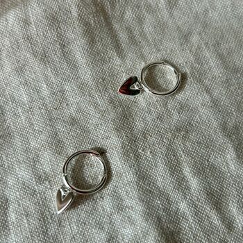 Sophie Sterling Silver Heart Huggies, 2 of 3