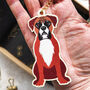 Boxer Dog Wooden Keyring With Optional Christmas Card, thumbnail 1 of 12