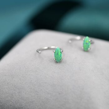 Mint Green Opal Marquise Huggie Hoop Earrings, 3 of 12