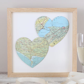 Two Map Hearts Wedding Anniversary Print, 12 of 12