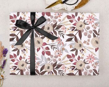 Three Sheets Of Autumnal Floral Wrapping Paper, 2 of 2