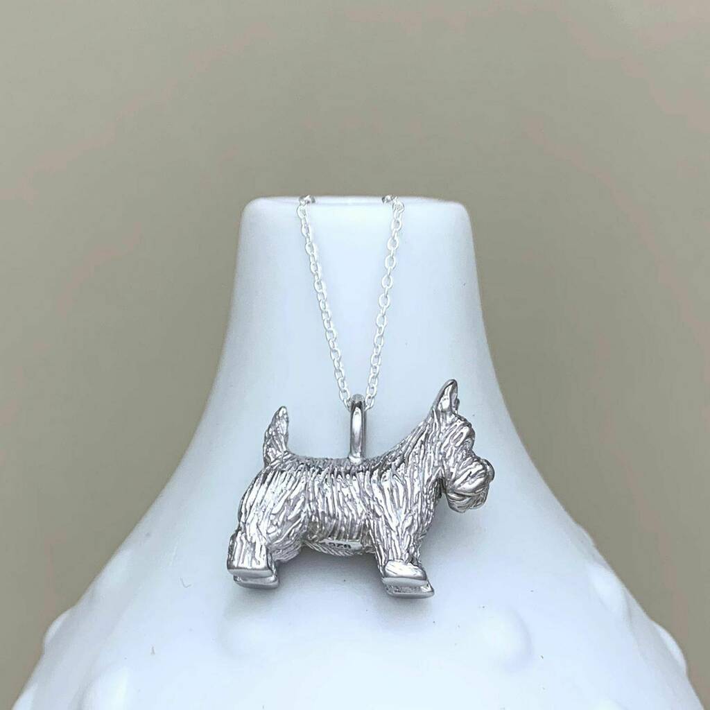 Personalised Silver Scottie Dog Charm Necklace By Nest
