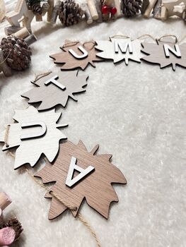 Autumn Bunting Wooden Autumnal Home Decoration Garland, 2 of 12