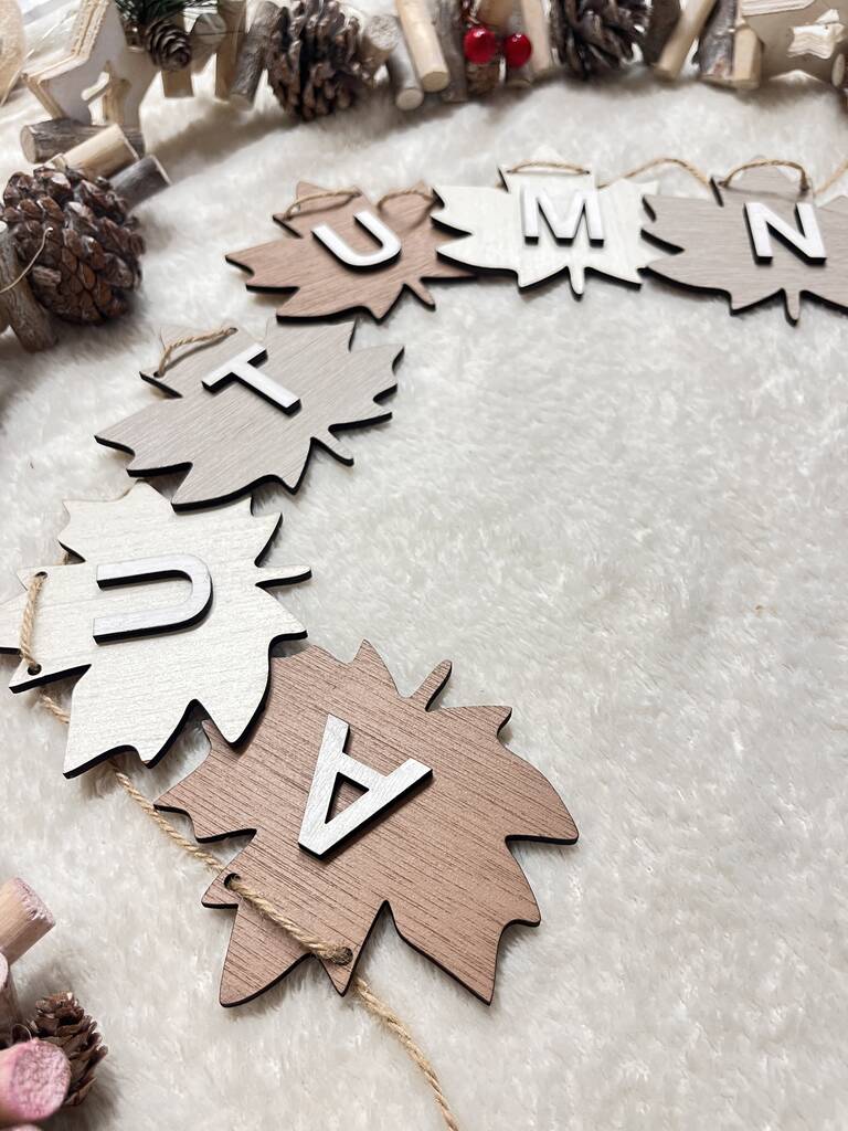 Autumn Bunting Wooden Autumnal Home Decoration Garland, 1 of 12