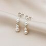 Pearl Drop Earrings With Two Pearls, thumbnail 2 of 3