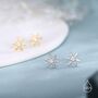 Cz Snowflake Stud Earrings In Sterling Silver, thumbnail 3 of 12