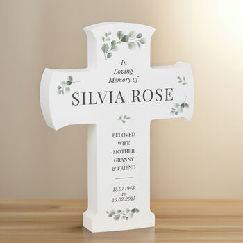 Personalised Memorial Cross Wooden Ornament, 2 of 5