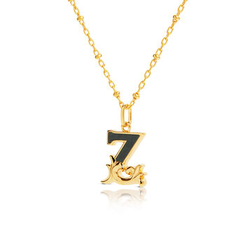 Gold Plated Z Initial Necklace With Green Marble, 2 of 6