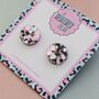 Circle Glitter Resin Stud Earrings Pink, Rainbow, Teal, Pink And Black, Neon Green, thumbnail 7 of 12