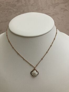 Rose Gold Pearl Clover Necklace, 2 of 5