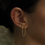 Minimalist Moon Stud 14k Gold Plated Earrings, thumbnail 3 of 5