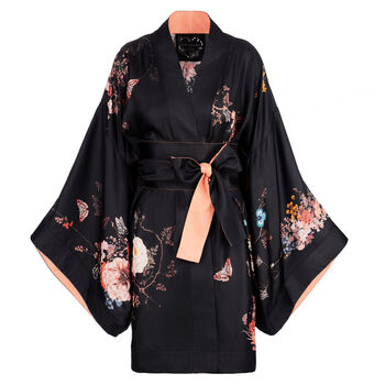 Silk Kimono Dressing Gown Floral Magic Blooms, 5 of 11