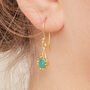 Emerald Gold Plated Silver Antique Style Drop Earrings, thumbnail 4 of 12