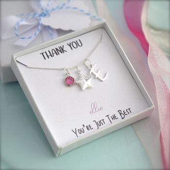 Sterling Silver Initial Star Necklace, 3 of 10