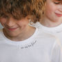 Children's White Subtle Slogan T Shirt, thumbnail 2 of 3