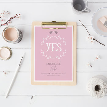 'Yes' Personalised Engagement Or Wedding Print, 6 of 7