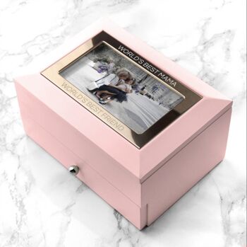 Personalised Pink And Rose Gold Photo Jewellery Chest, 2 of 4