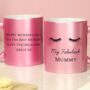 Personalised Mother's Day Eyelashes Pink Glitter Mug, thumbnail 3 of 5