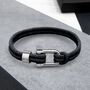 Personalised Men's Nautical Double Strand D Shackle And Grey Rope Bracelet, thumbnail 1 of 6