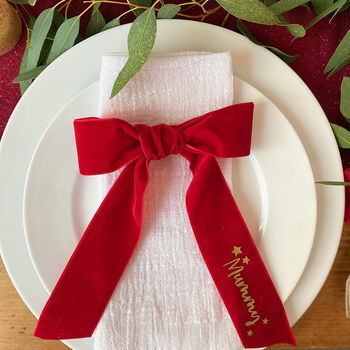 Luxury Personalised Velvet Bow For Table Setting, 3 of 7