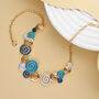 Ocean Blue And Gold Spiral Enamel Statement Necklace, thumbnail 2 of 4