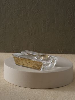 Handmade Frosted Glass Cigar Ashtray With Gold Pattern, 7 of 8
