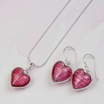 Heart Necklace And Earring Set In Murano Glass, 12 of 12