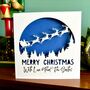 Santa's Sleigh Papercut Personalised Christmas Card, thumbnail 1 of 6