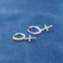 Cross Hoop Earrings Gold Paved Cross Earrings Dainty Hoop Earrings, thumbnail 1 of 8