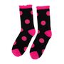 Women's Glitter Socks Hot Pink Large Polka Dots, thumbnail 1 of 4