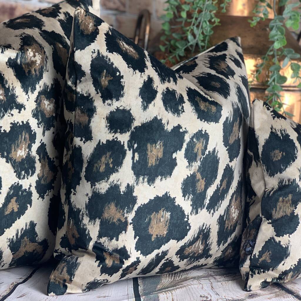 Ocelot Animal Print Velvet Cushion By Lulu Interiors