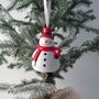 Personalised Ceramic Christmas Snowman Bell Decoration, thumbnail 1 of 2