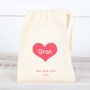 Personalised Love Heart Valentines Cotton Bags, thumbnail 2 of 5