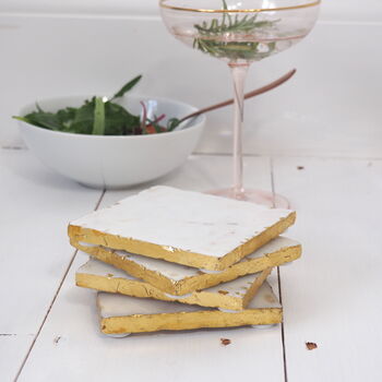 Marble And Gold Drink Coasters Set Of Four, 3 of 10