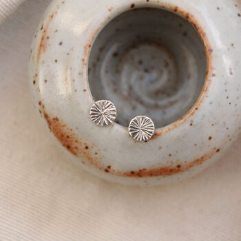 Mini Sunburst Stud Earrings In Silver Or Gold, 3 of 6