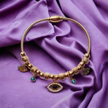 Rose Gold Evil Eye Dangle Charms Bracelet, 3 of 4