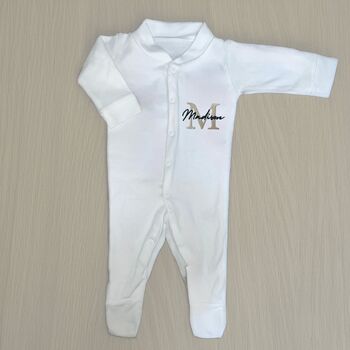 Personalised Name Embroidered Sleepsuit, 4 of 4