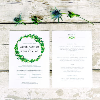 White Floral And Foliage Wedding Invitation, 2 of 2