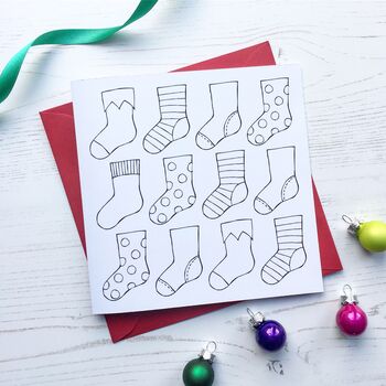 Christmas Stocking Cards To Colour In, 2 of 2