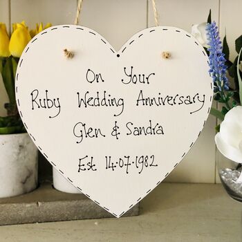 Personalised Anniversary Names Wooden Heart, 2 of 8